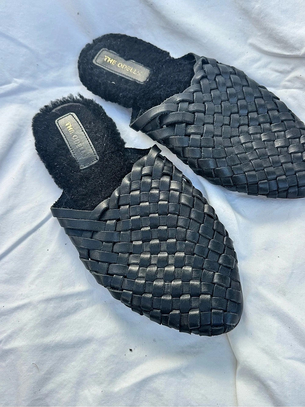 The Odells Mules Woven Black Mules